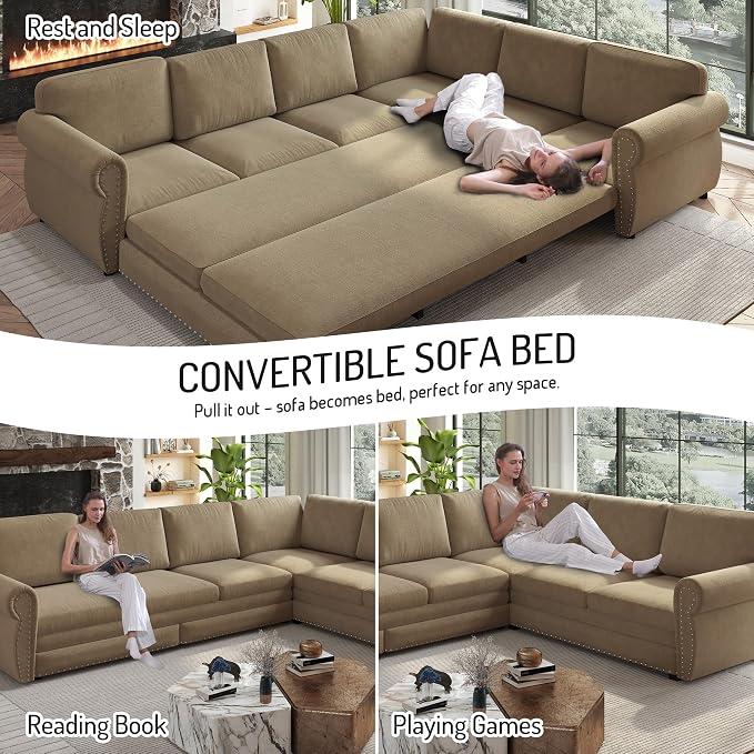 118" L-Shaped Sleeper Couch Bed - Image 3
