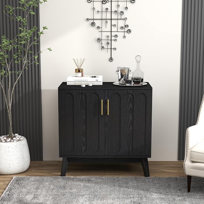 LKTART Black Sideboard Buffet, Small Storage Cabinet - Image 2