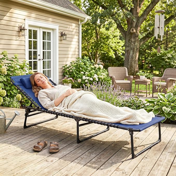 Outsunny Folding Chaise Lounge Chair, Patio Sun Tanning Chair, Outdoor Chaise - Image 9