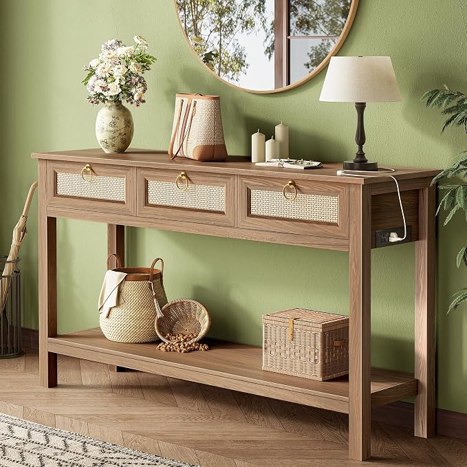 SUPERJARE Rattan Console Sofa Table by SUPERJARE