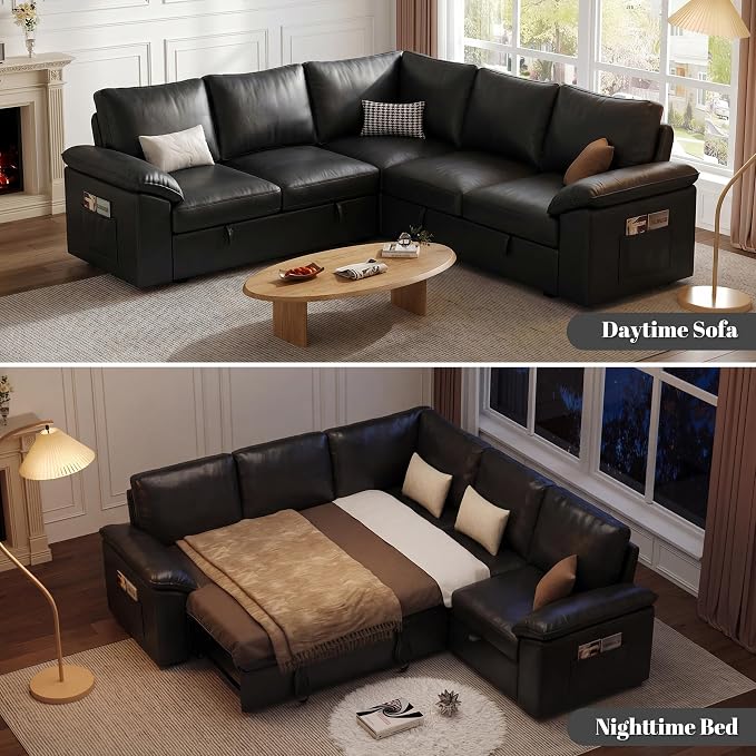 85 Inch Faux Leather Modular Sectional Sofa - Image 4