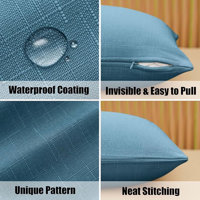 NiNi ALL Pack of 2 Decorative Outdoor Waterproof Pillow Covers Square Garden - Image 3