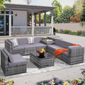 KROFEM 8-Piece Patio Furniture Set, Outdoor Wicker Rattan Sectional by KROFEM