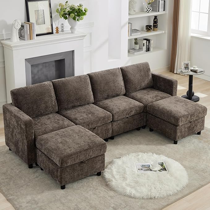 WUTUTUEE 107'' Modular Sectional Sofa Convertible U Shaped Sofa Couch Set by WUTUTUEE