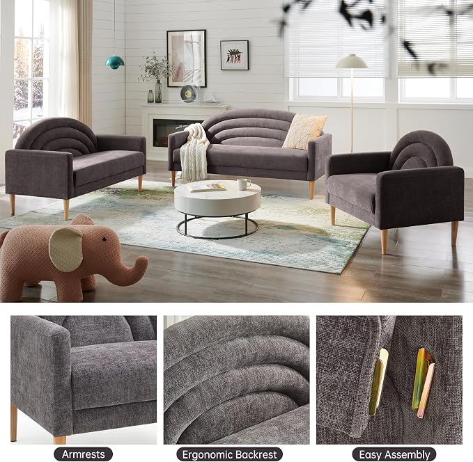 49" Small Loveseat Sofa for Small Spaces, Mid Century Modern Sofa, Linen - Image 8