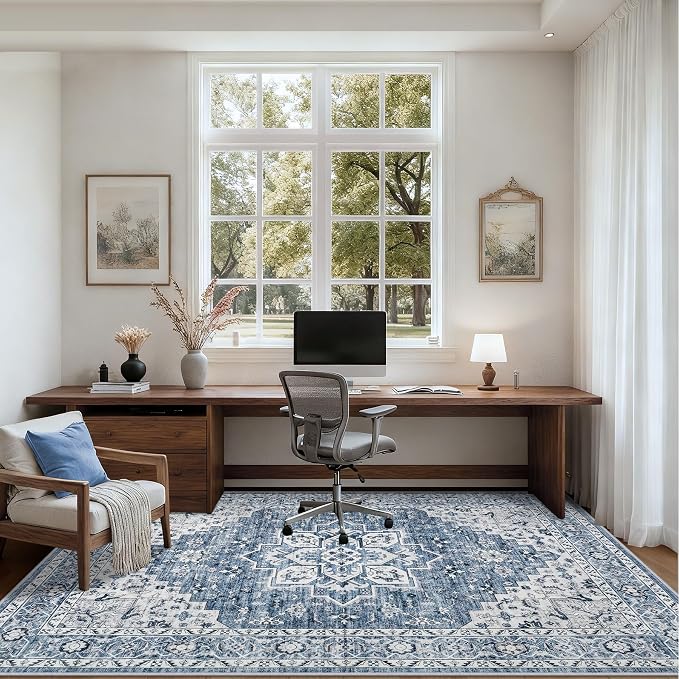 Area Rugs 10x12 Living Room Rug: Washable Rug Soft Vintage Boho Medallion - Image 5
