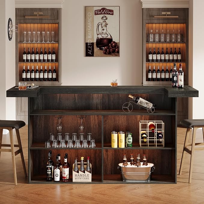 Tribesigns 4-Tier Bar Table, 70.9-Inch Large Wooden Home Bar Unit - Image 2