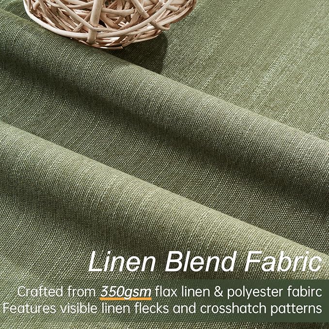 Olive Green Curtains 120 Inch Long 2 Panels Set - Image 2