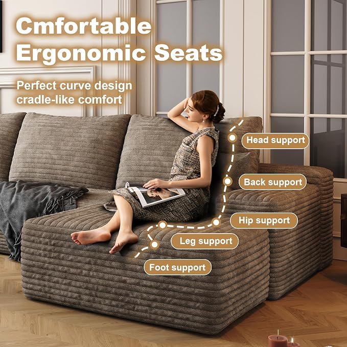 136" Sectional Couches for Living Room Cloud Couch Sofa - Image 5