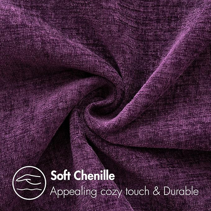 MIULEE Pack of 2 Couch Throw Pillow Covers 20x20 Inch Soft Plum Purple Chenille - Image 2