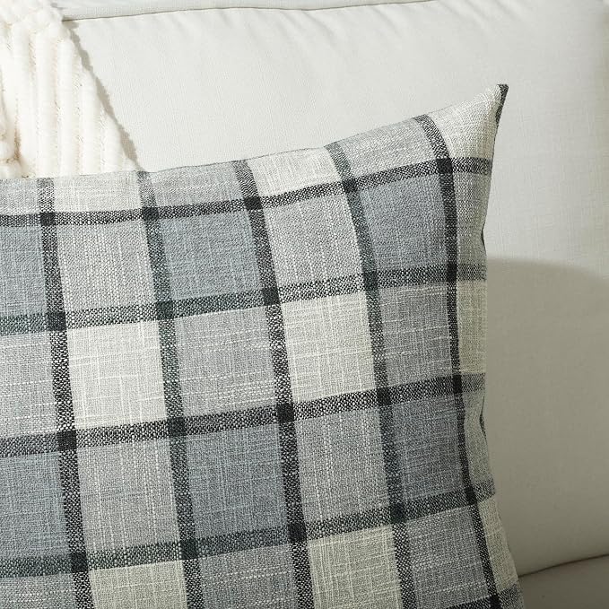 Stellhome Pack of 2 Faux Linen Buffalo Check Throw Pillow Covers, Farmhouse - Image 4