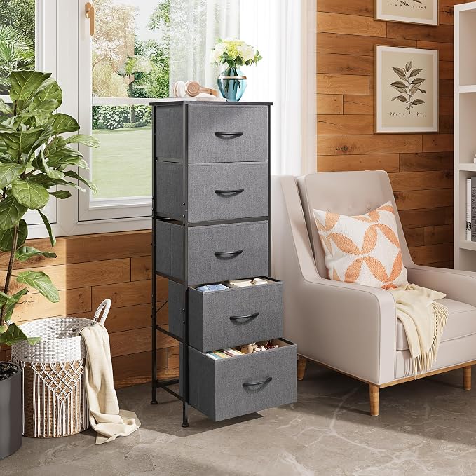 WLIVE Fabric Dresser, 5-Drawer Tall Dressers - Image 2