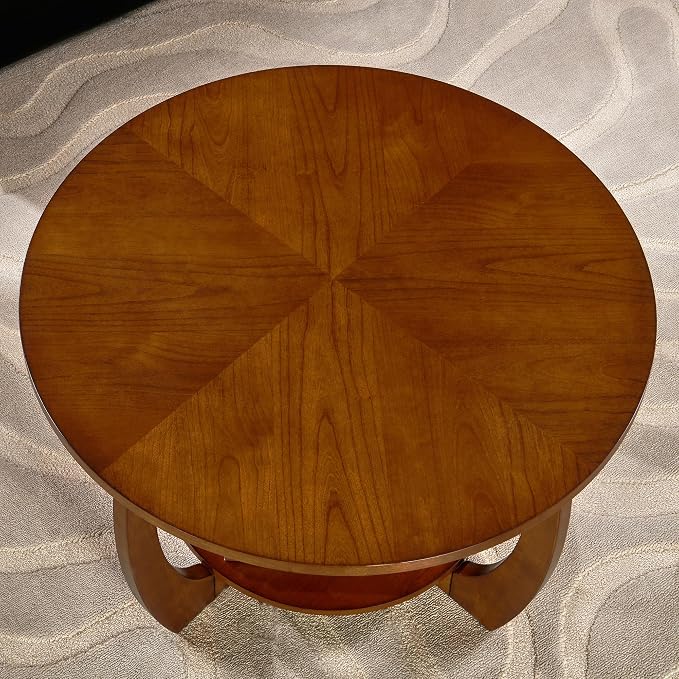 Round Solid Wood Coffee & End Table Set, 3-Piece Solid Wood Living Room Table - Image 9
