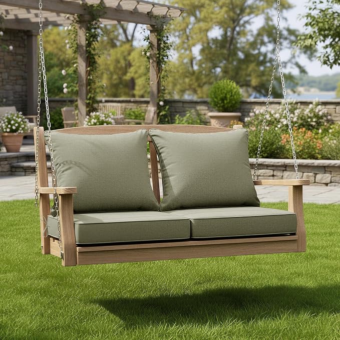Summsun Water Resistant Outdoor Chair Cushions, Faux Linen Backrest and Seat - Image 2
