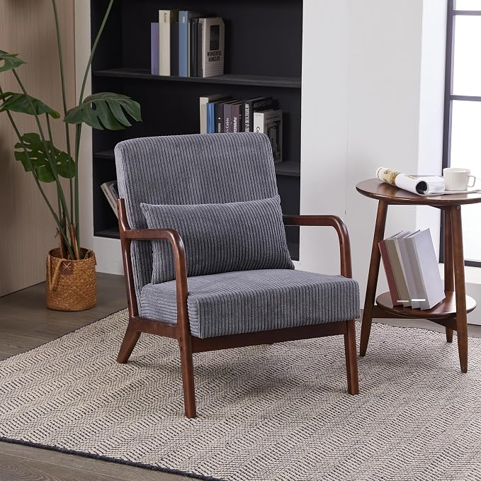 Mid-Century Modern Accent Chair & Coffee Table Set, Vintage Luxury 2-Piece by EEBUIHUI