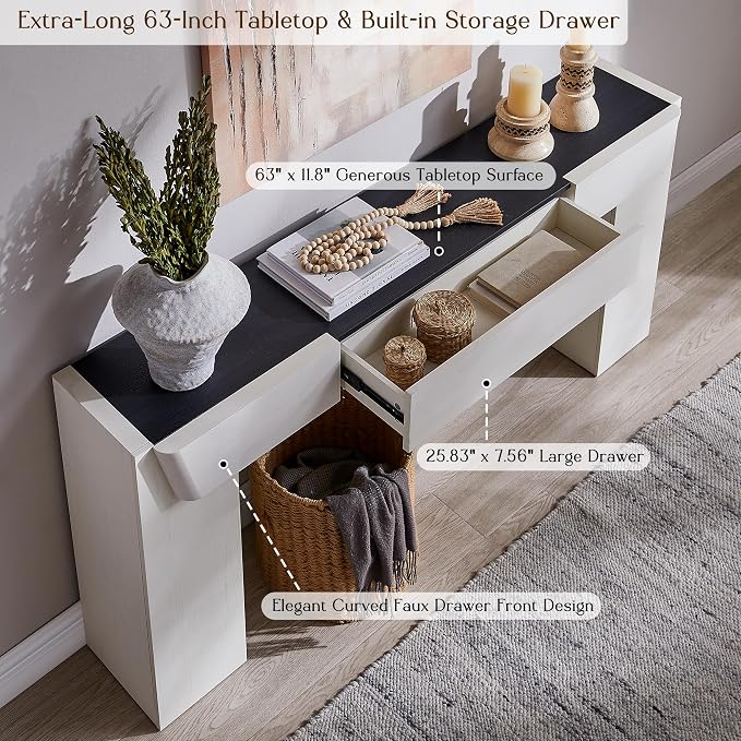 JXQTLINGMU 63" Long Wood Console Table - Image 3
