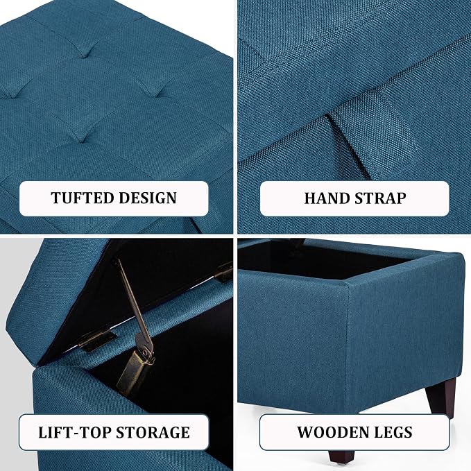 Adeco Square Fabric Storage Ottoman - Image 5