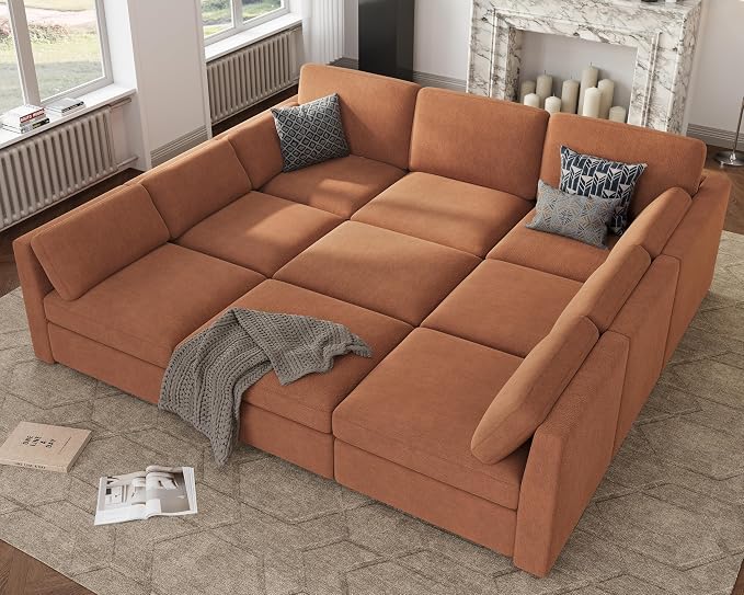 Oversized Modular Sectional Sleeper Couch, Solid Wood Frame, Removable Washable - Image 3