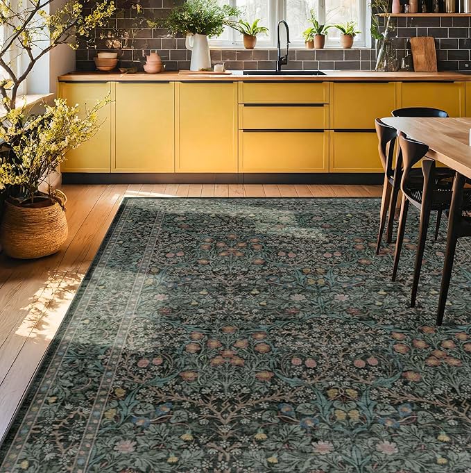 Washable Dark Green 10x12 Rug for Living Room - Image 7