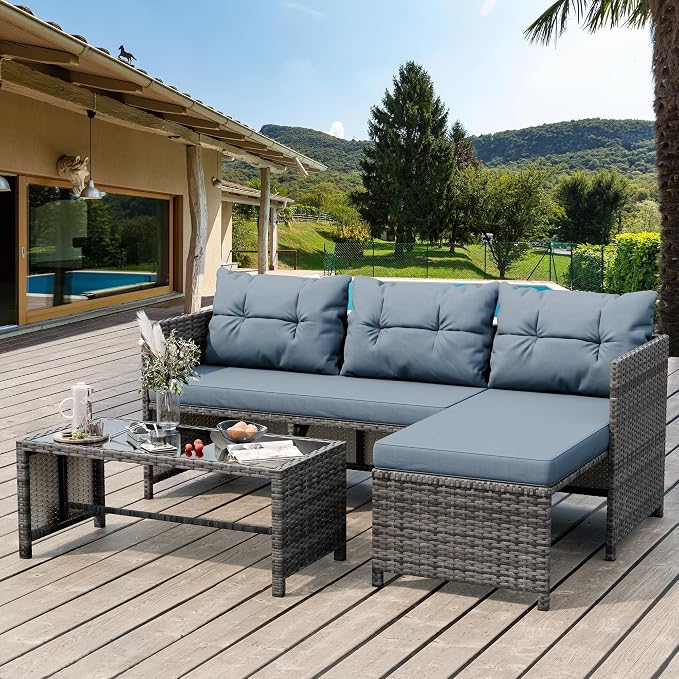 Shintenchi 3 Pieces Outdoor Patio Furniture Sets, Wicker Patio Conversation Sets by Shintenchi%7CFurnitureMadeforRealLife