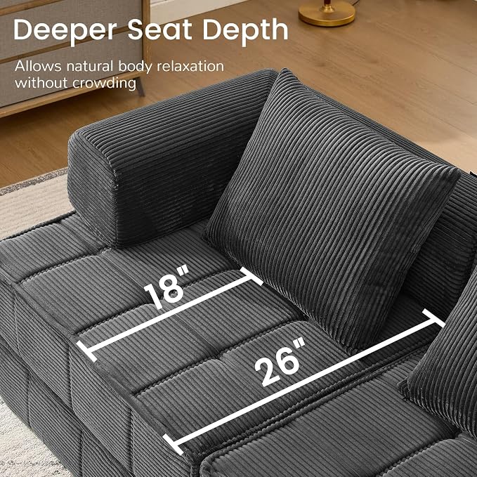 Korser Folding Convertible Sofa Bed, Corduroy Upholstered Boneless Couch - Image 7
