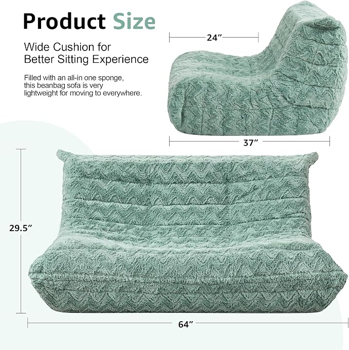 Bean Bag Chairs for Adults Giant Bean Bag Chair Memory Foam BeanBag Chair Bean - Image 2