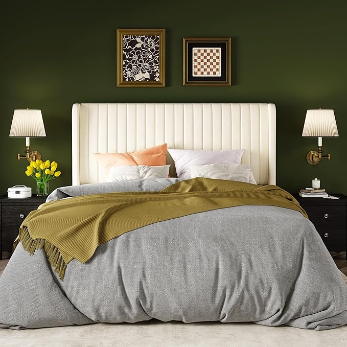 Allewie Full Size Velvet Bed Frame/Vertical Channel Tufted Wingback - Image 3