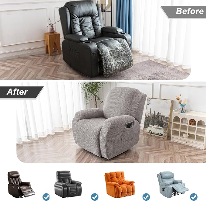 Genina Recliner Chair Covers, Stretch Reclining Chair Cover, Recliner Sofa - Image 7