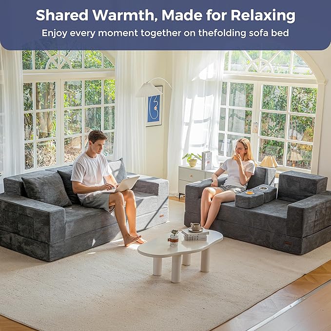 MAXYOYO Loveseat Sofa Bed, 4 in 1 Convertible Boneless Couch Folding Recliner - Image 2