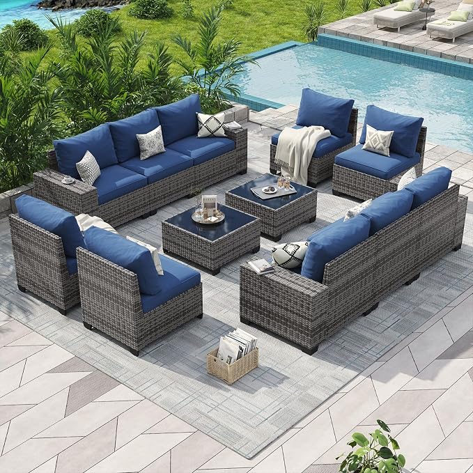 Aoxun Patio Furniture Set, Widen Armrests Wicker Outdoor Sectional by Aoxun