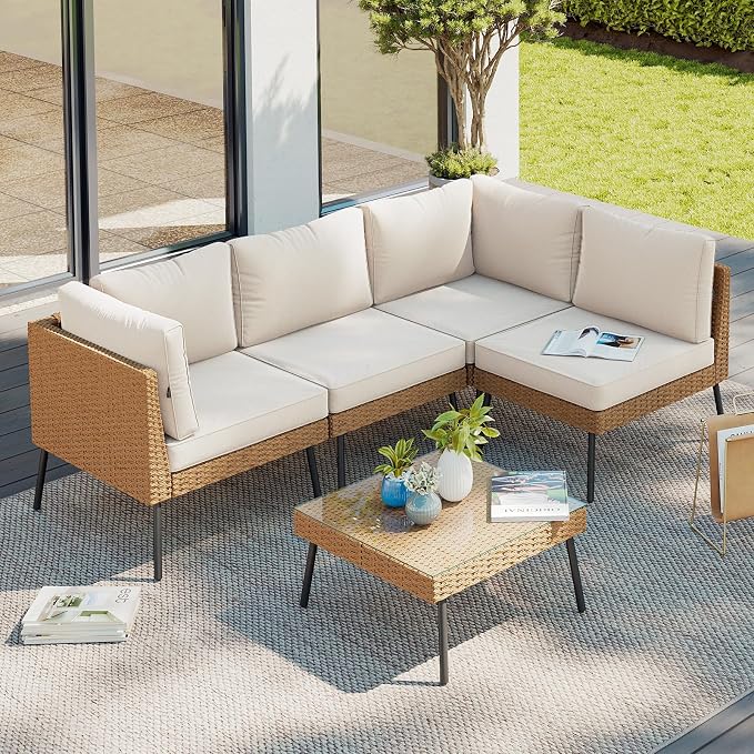 Aoxun Patio Furniture Set, 5 Piece Outdoor Sectional Sofas by Aoxun