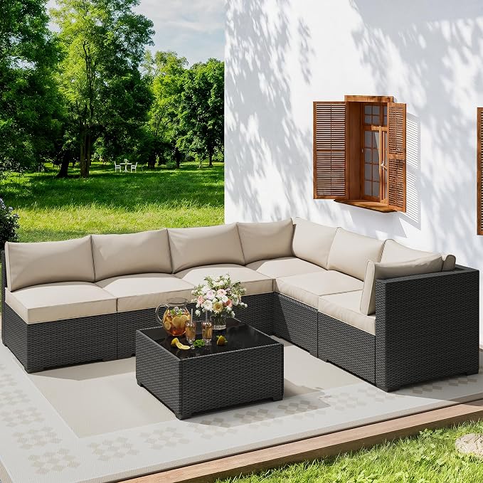 olimix 7 Piece Outdoor Patio Furniture Set, Outdoor Sectional Furniture - Image 2