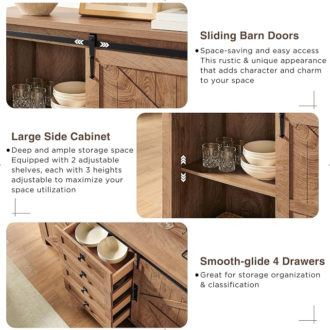 T4TREAM Farmhouse Sideboard Buffet Cabinet - Image 4