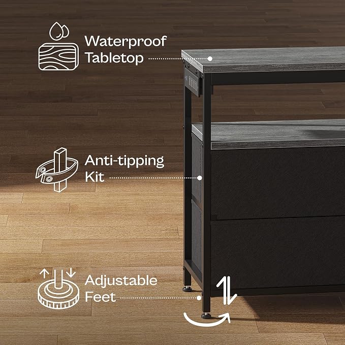 Huuger LED TV Stand for Bedroom, 55 Inch Fabric Dresser - Image 8