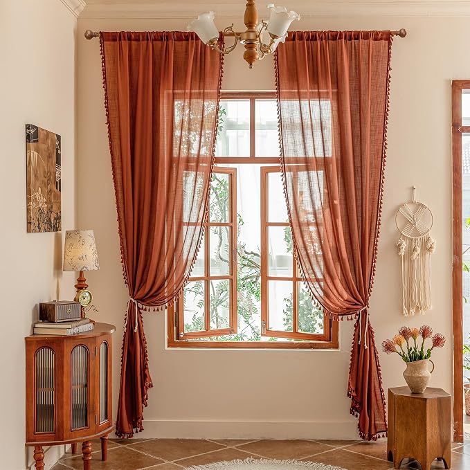 MYSKY HOME Boho Country Room Decor Long Curtains - Image 8