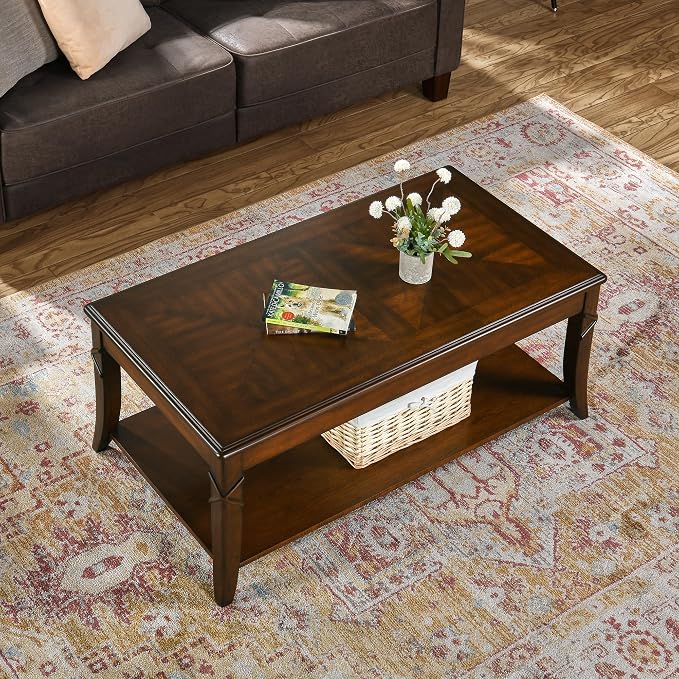 Mid-Century Modern Living Room Coffee Table Set, 2-Piece Solid Wood Living Room - Image 8