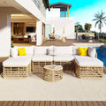 7 Pieces Outdoor Patio Furniture Sectional Sofa Set by VilroCaz