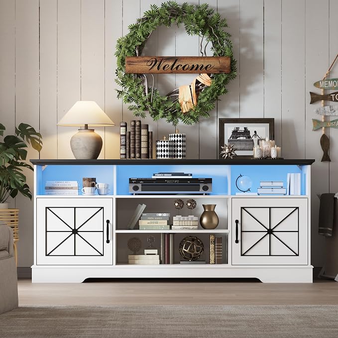 Xixini Farmhouse TV Stand for 65/60/55 Inch Tvs, Rustic Entertainment Center - Image 6