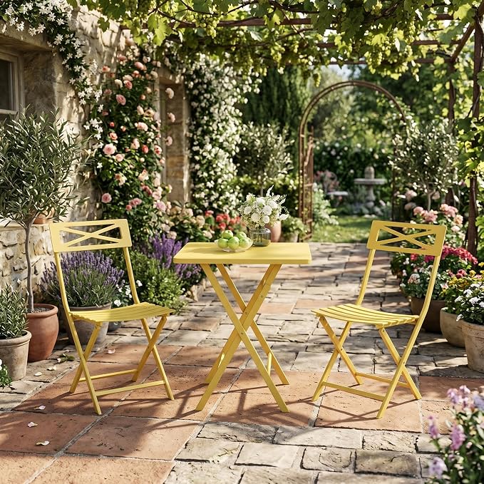 GarveeLife 3 Piece Outdoor Bistro Set, All Metal Patio Table and Chairs Set - Image 8
