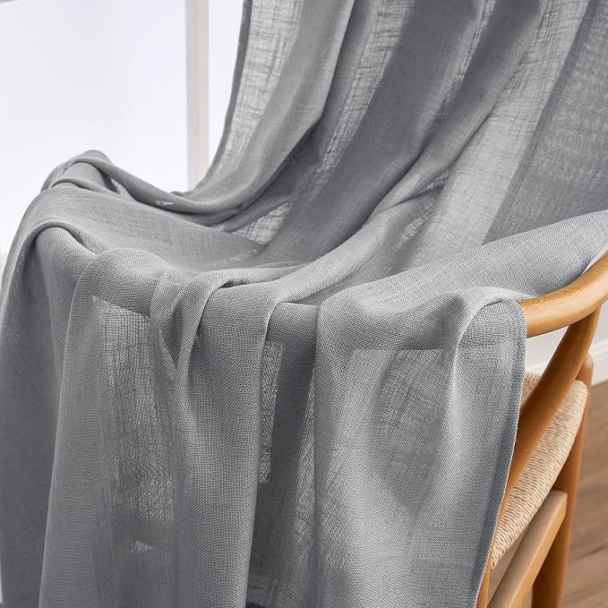 MIULEE Grey Linen Curtains 84 Inch Length - Image 6