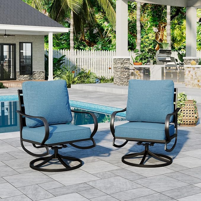 Sophia & William 2 Pieces Patio Furniture Sets Metal Sofa Chairs Patio Cushion - Image 6