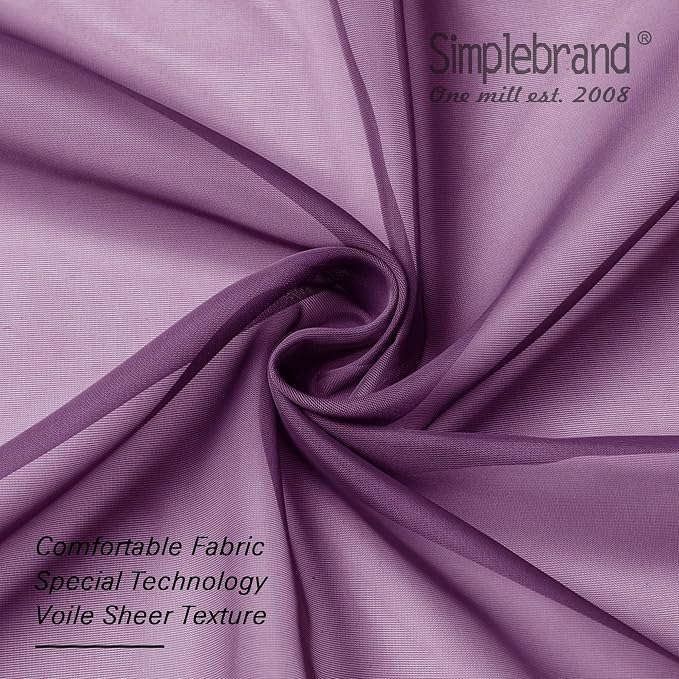 Simplebrand Plum Purple Sheer Curtains 84 Inches Long 2 Panels, Light Filtering - Image 6