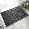 Grey Leaves Outdoor Indoor Entrance Doormats, Absorbent Durable Heavy Duty by VivaNest