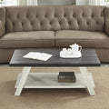 Contemporary Two-Tone Wood Coffee Table 48 in, Weathered Charcoal and Beige by Noeko
