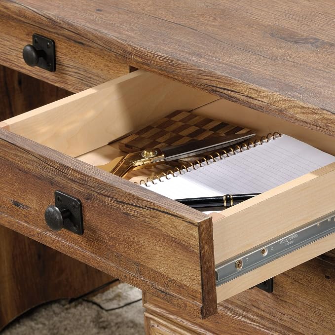 Sauder Palladia Executive Desk, 29.5"D x 65.1"W x 29.61"H, Vintage Oak finish - Image 7