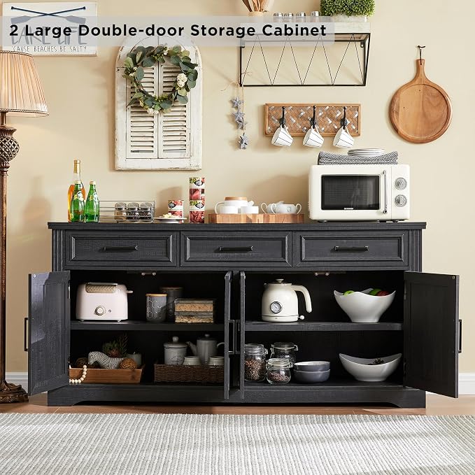 JXQTLINGMU 66" Farmhouse Buffet Cabinet - Image 3