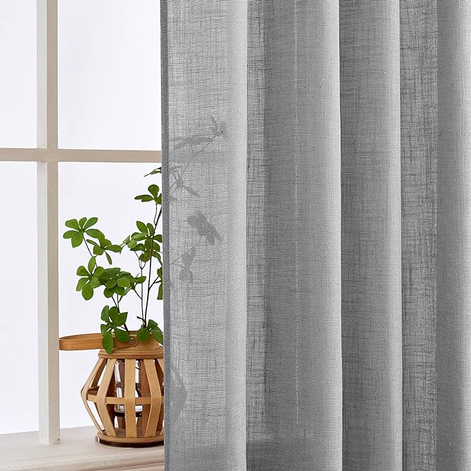 MIULEE Grey Linen Curtains 72 Inch Length - Image 5