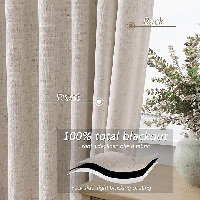 Guken 100% Blackout Curtains 102 Inch Length 2 Panels Set - Image 4