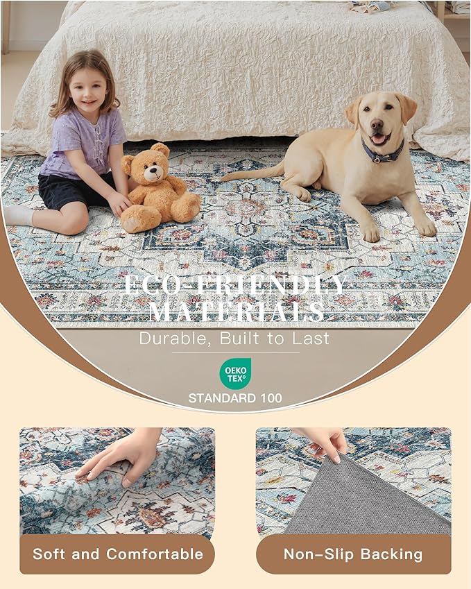 Madane Hallway Runner Rug 2'6''x10' Kitchen Runner, Non Slip Vintage Runners - Image 5