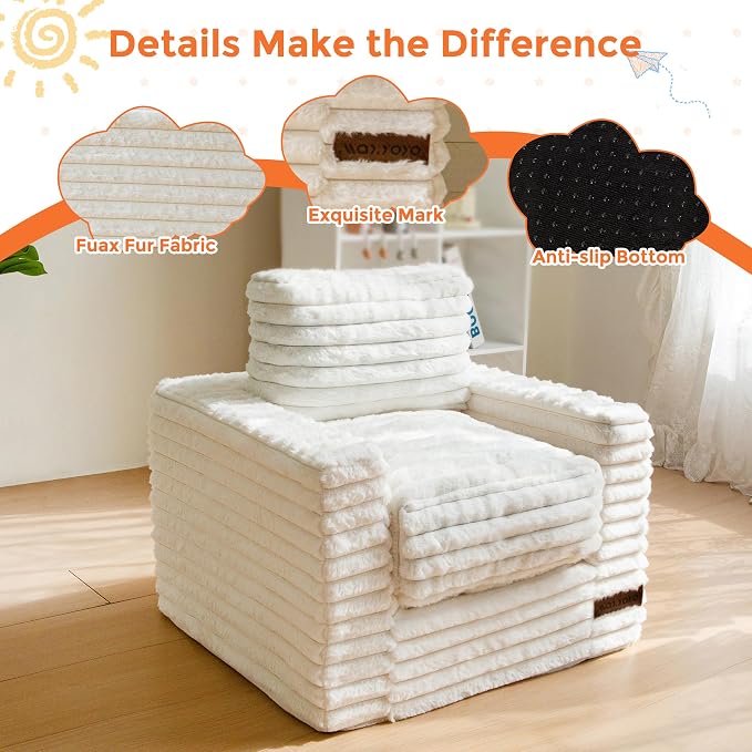 MAXYOYO Kids Bean Bag Chair, Comfy Faux Fur Bean Bag Sofa - Image 6